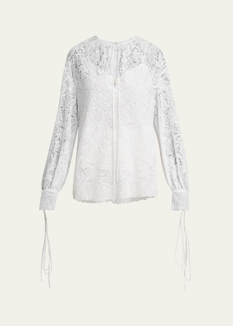 floral lace drawstring blouse