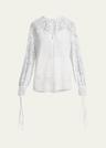 floral lace drawstring blouse