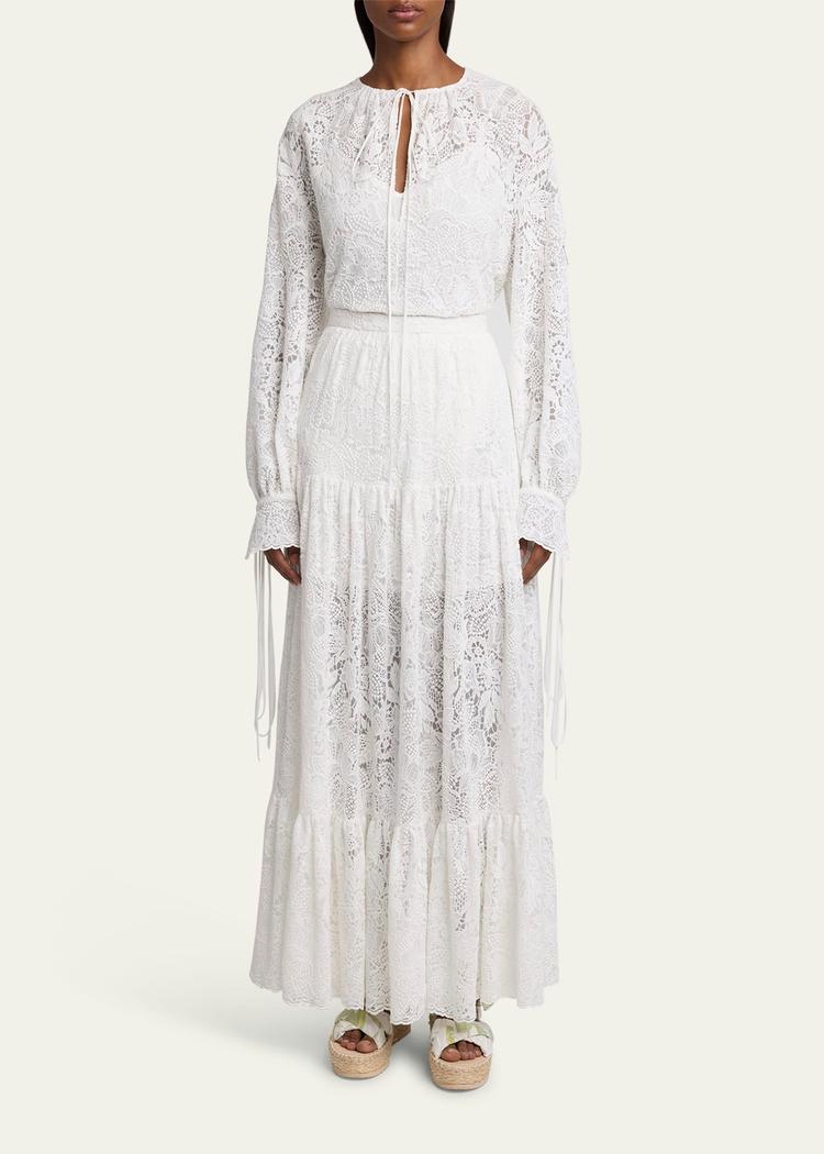 floral lace drawstring blouse