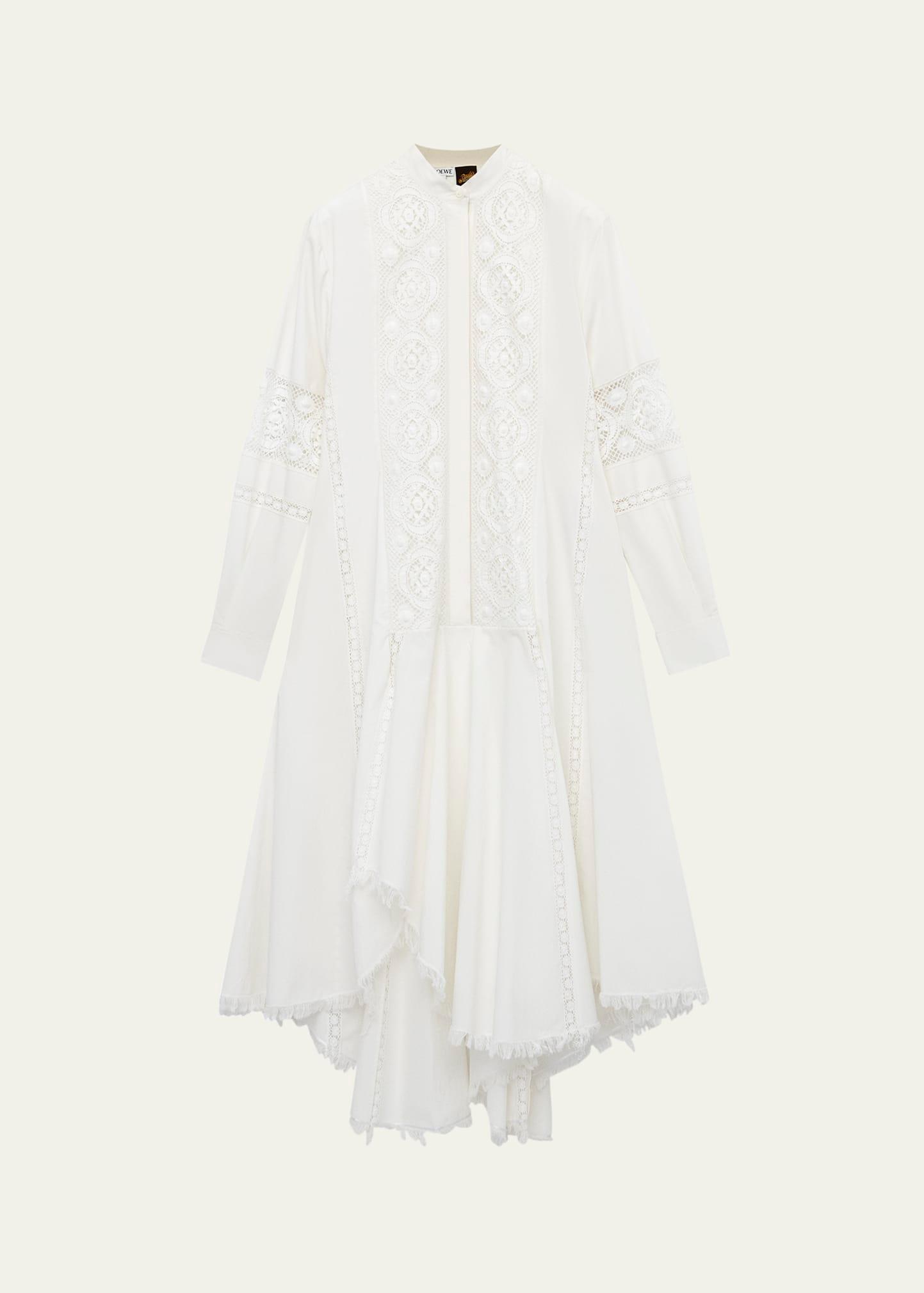 floral lace fit-and-flare handkerchief shirt dress