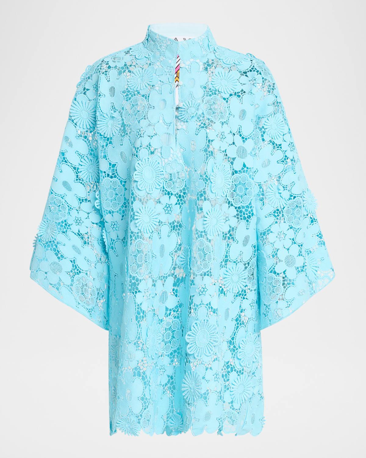 floral lace mini shift caftan