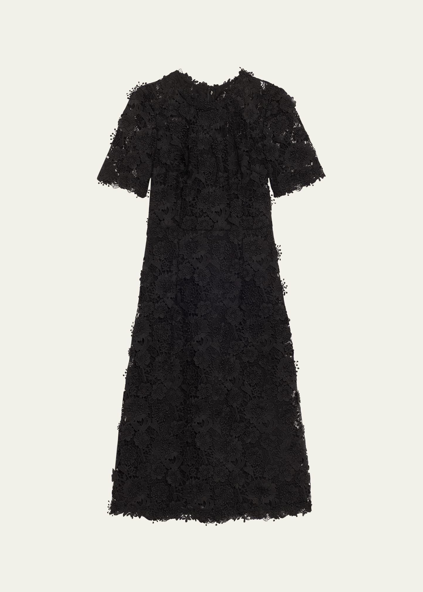 floral lace short-sleeve illusion dress