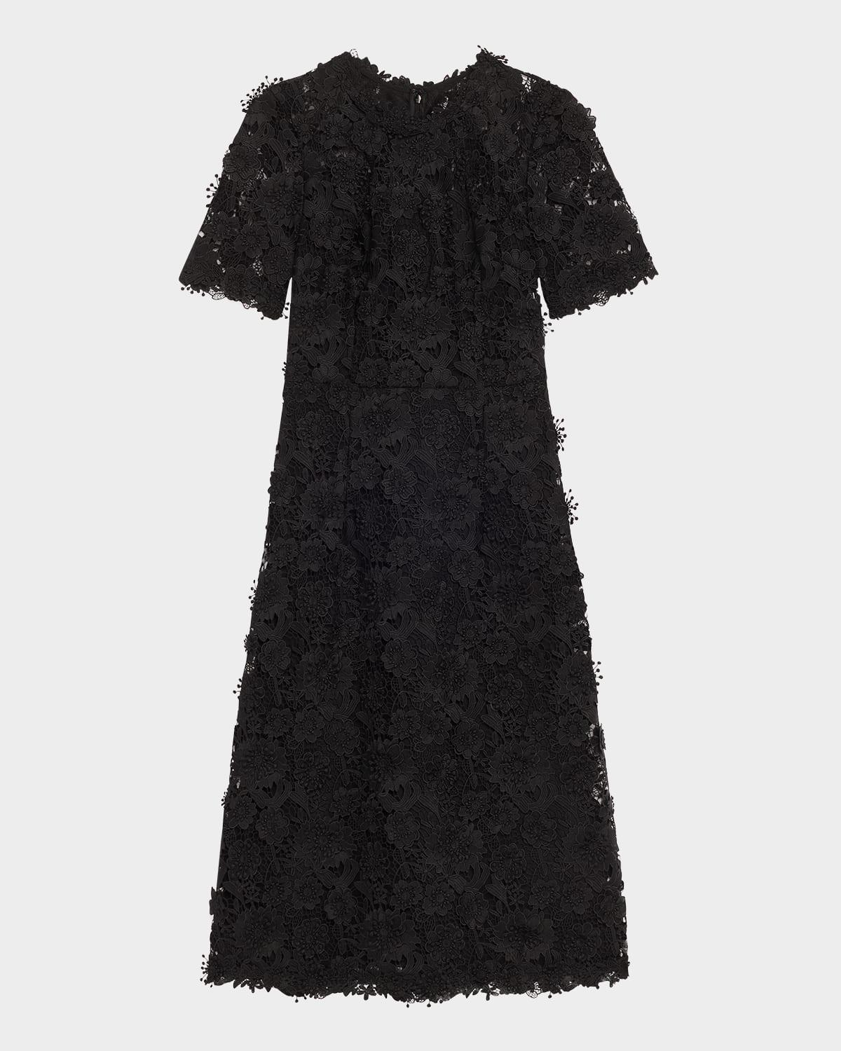 floral lace short-sleeve illusion dress