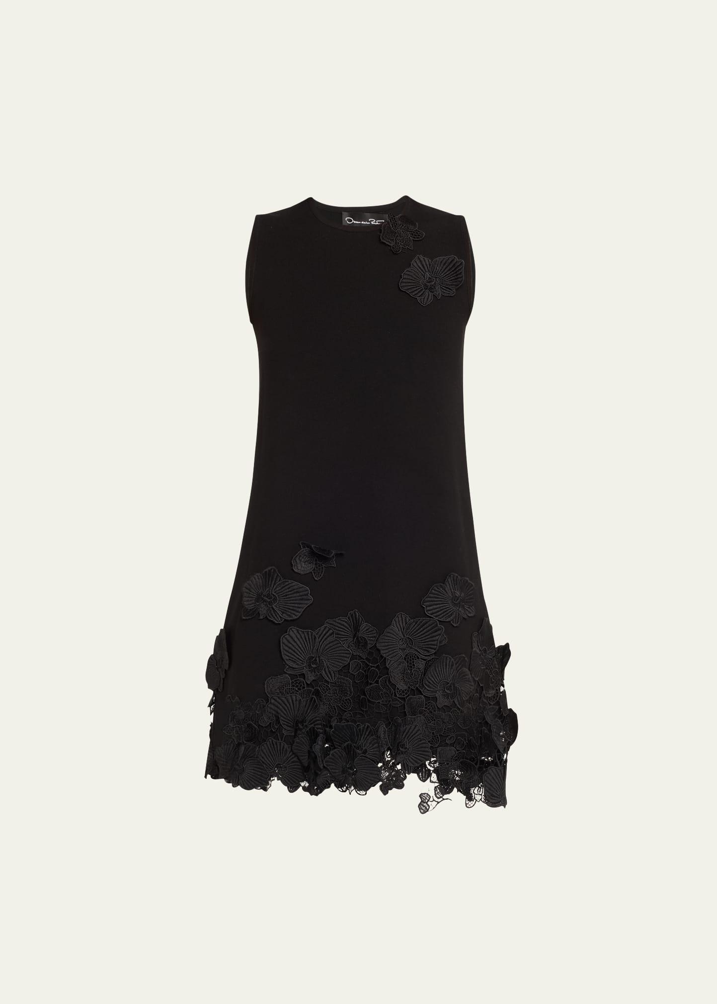 floral lace trapeze knit mini dress