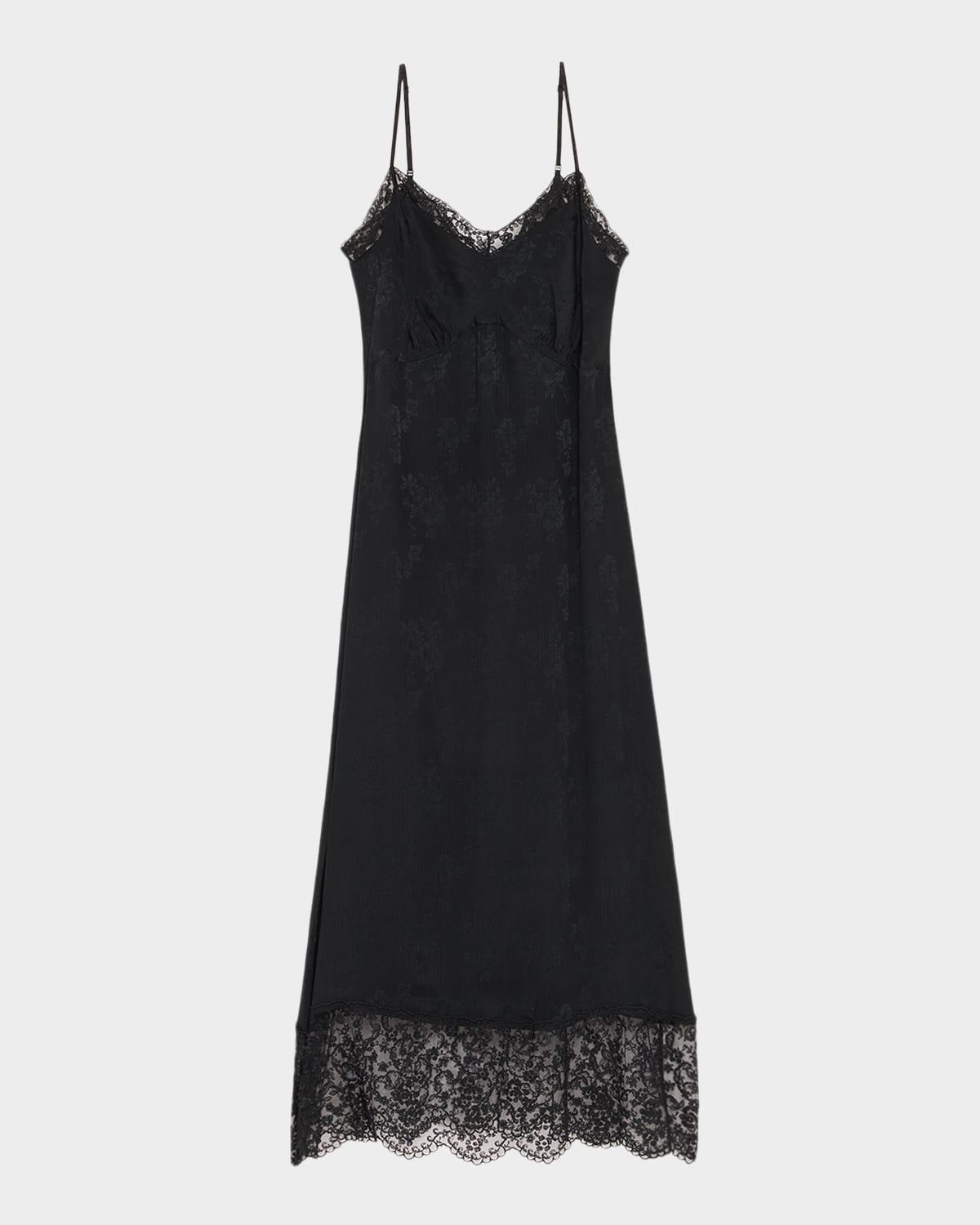 floral lace-trim slip dress