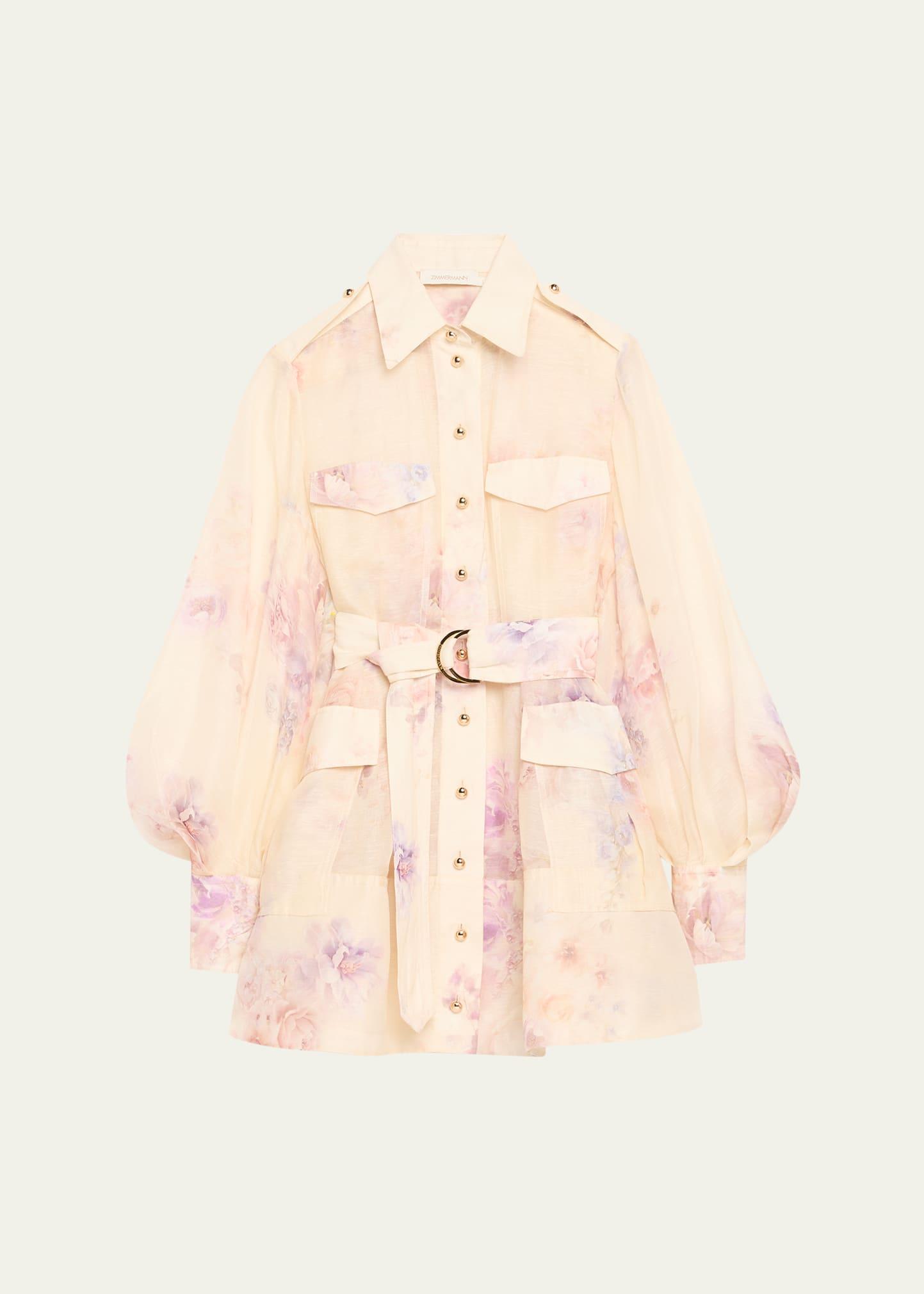 floral long-sleeve utility mini dress