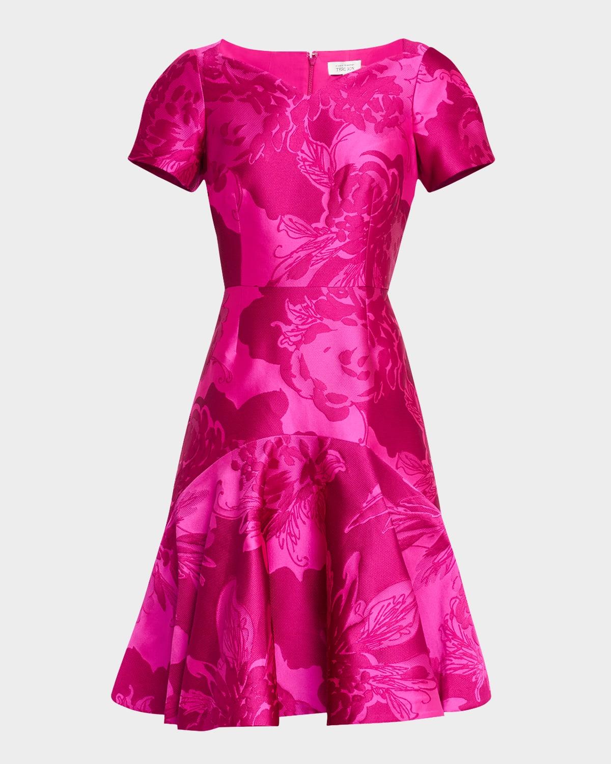 floral mikado flounce dress