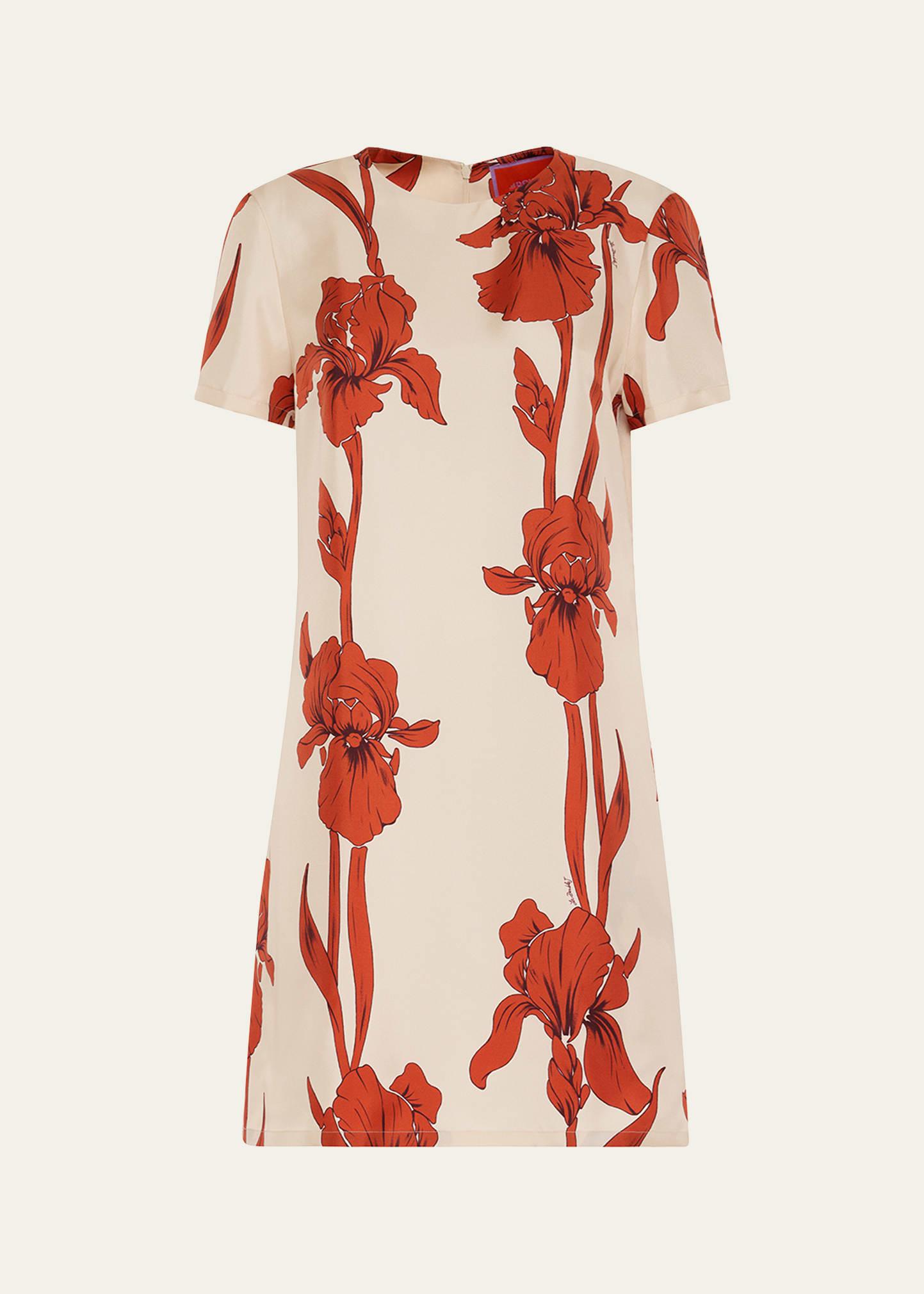 floral mini swing silk dress