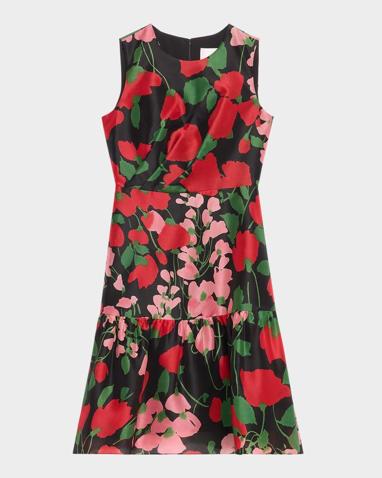 floral organza flounce hem dress