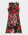 floral organza flounce hem dress