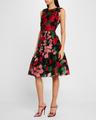 floral organza flounce hem dress