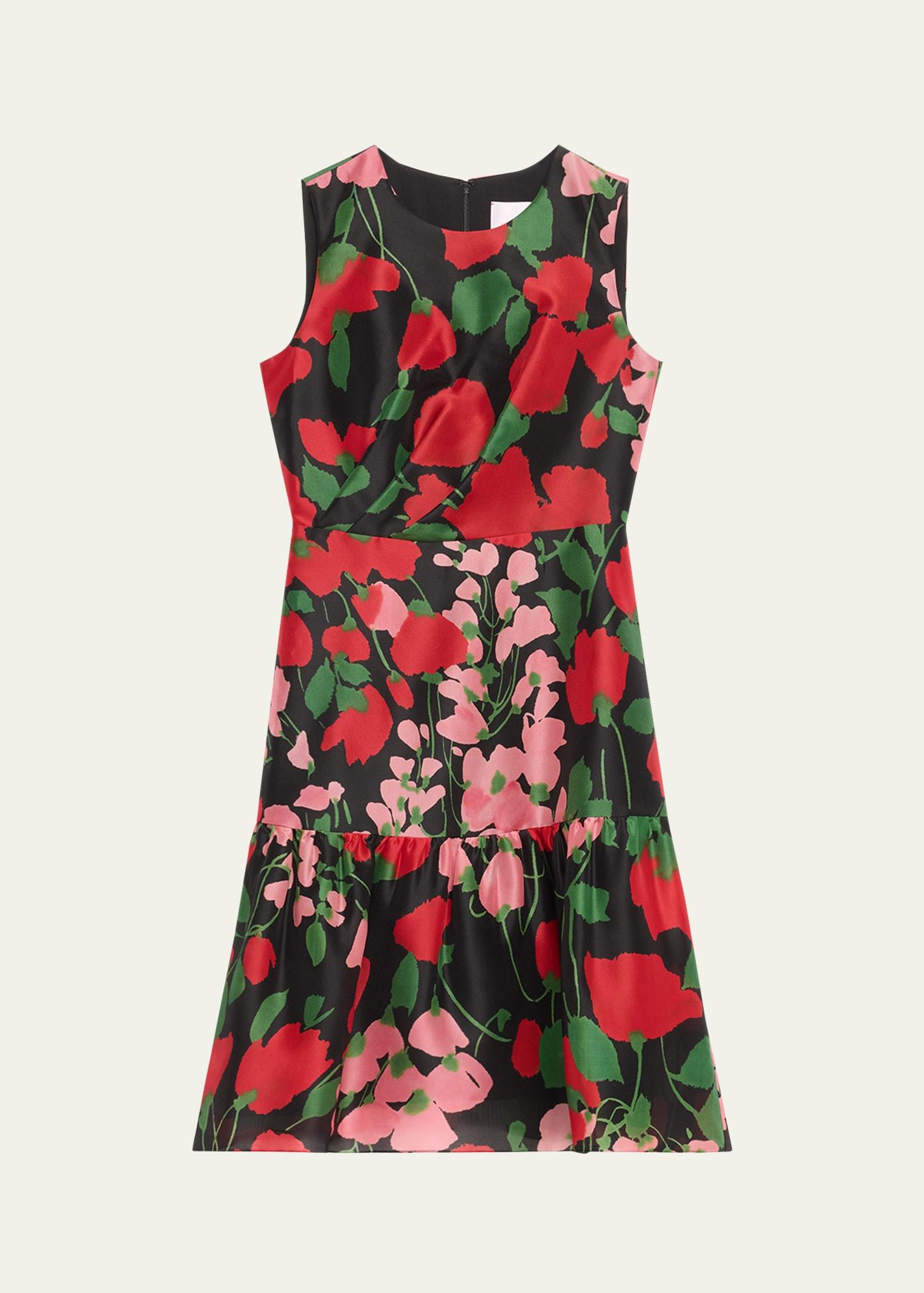 floral organza flounce hem dress
