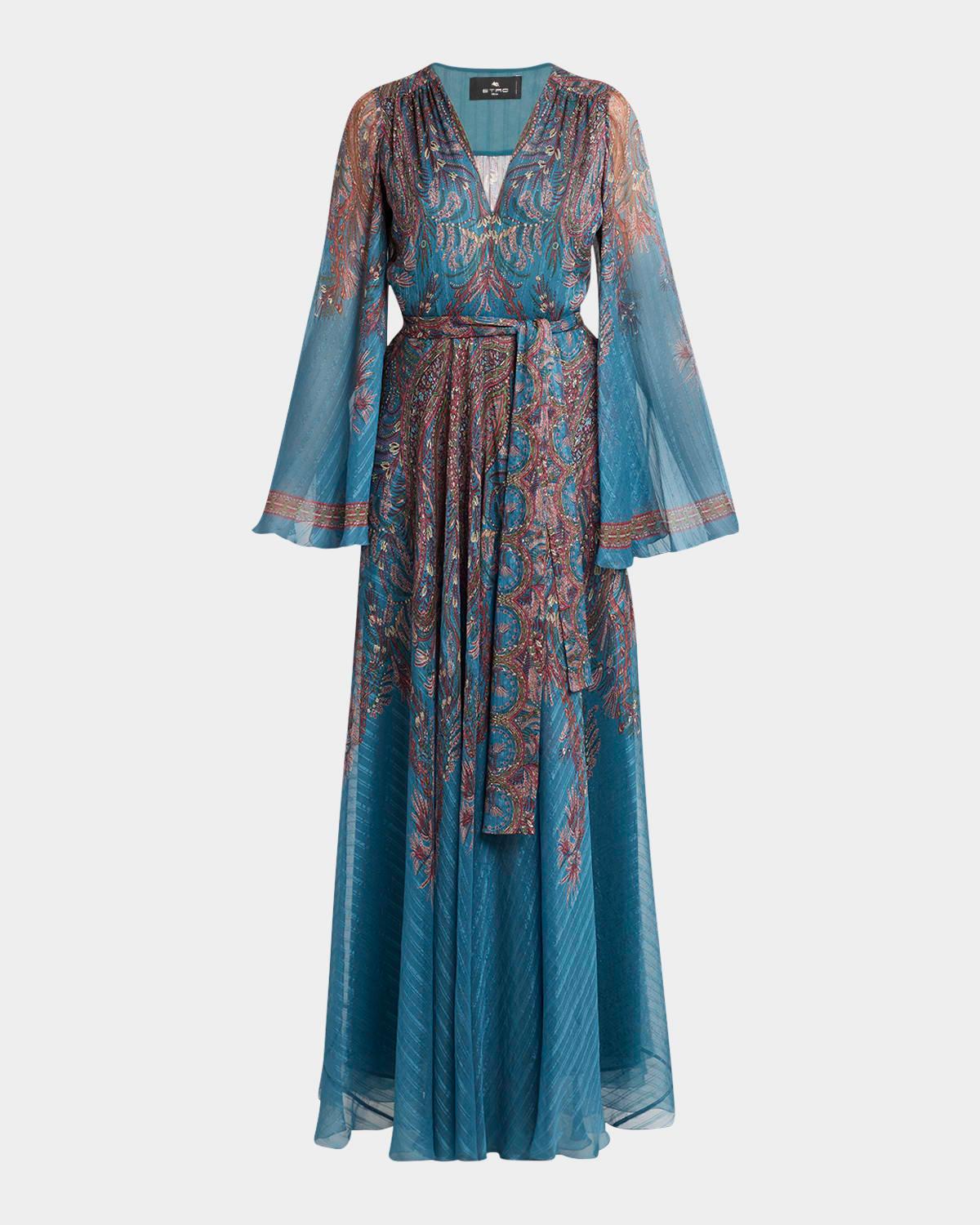 floral paisley silk boho gown