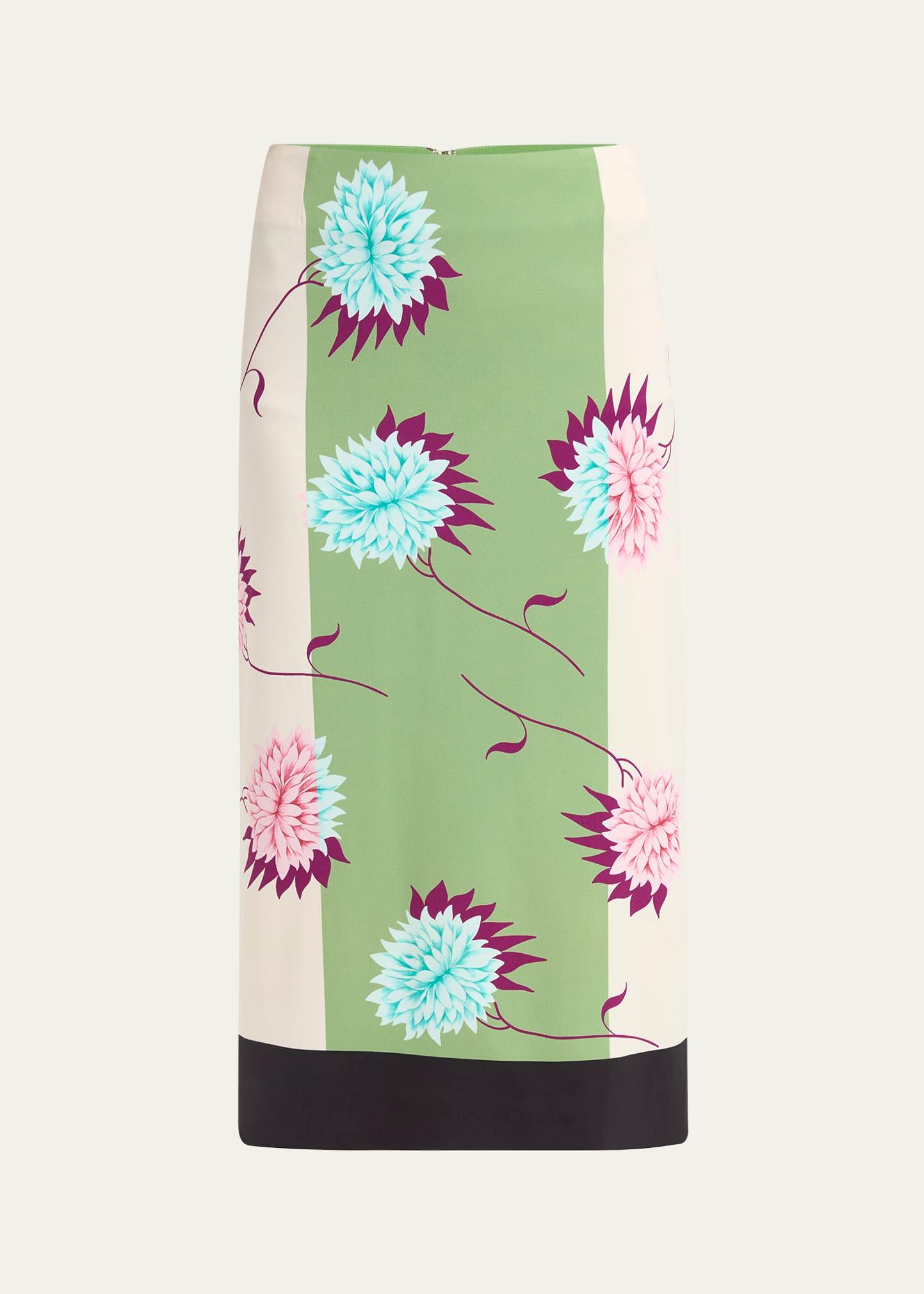 floral pencil midi skirt