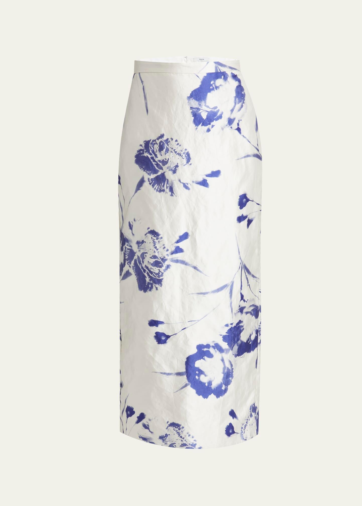 floral pencil midi skirt