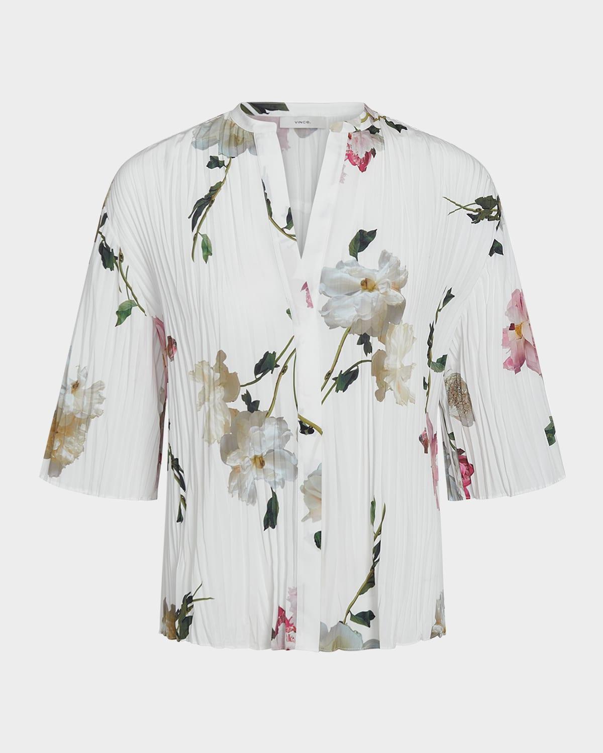 floral pleated shirt