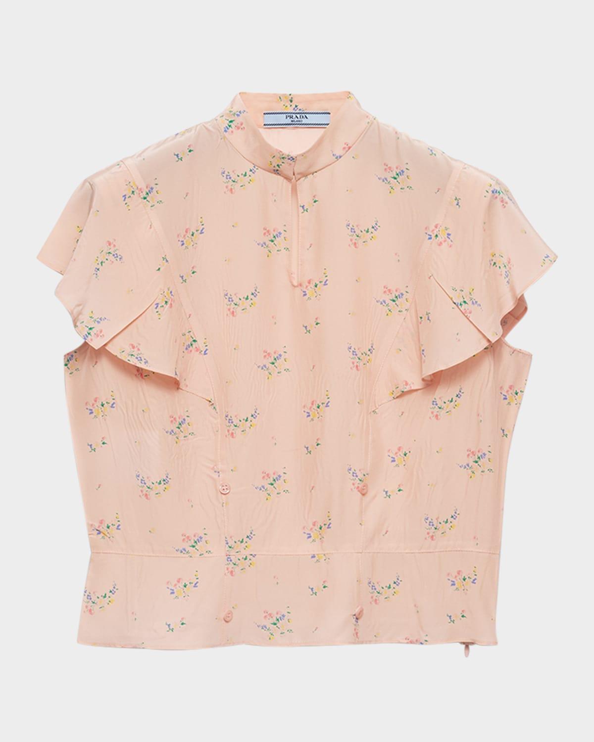 floral ponge high-neck top