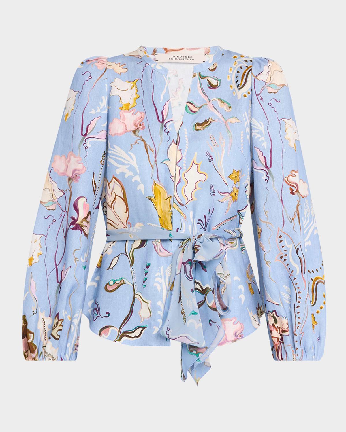 floral power floral-print linen blouse