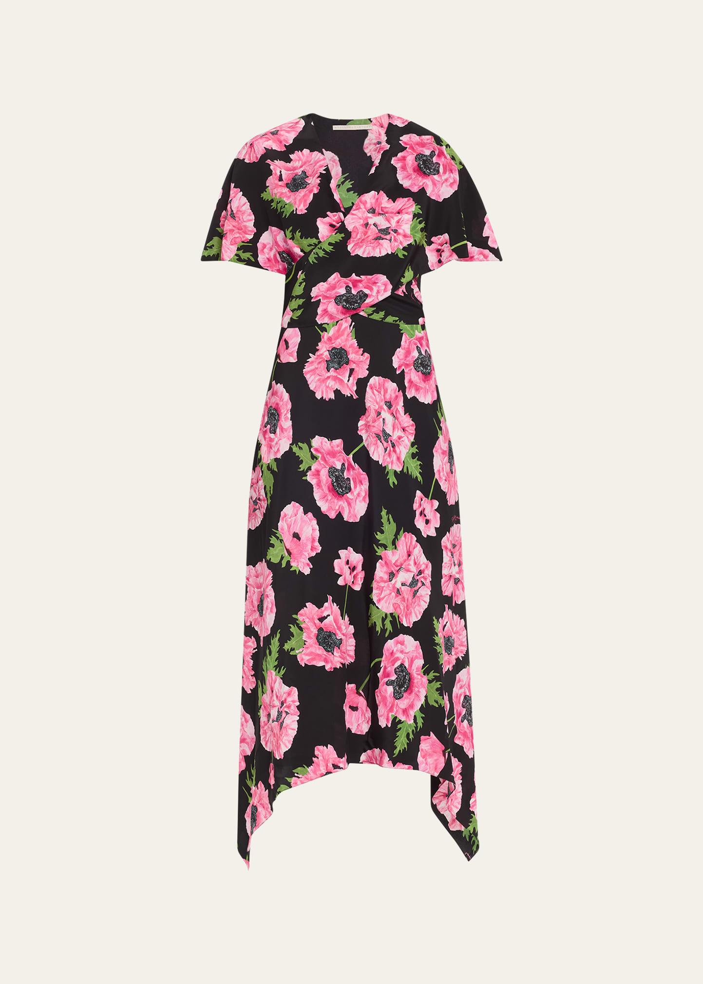 floral print asymmetric midi dress