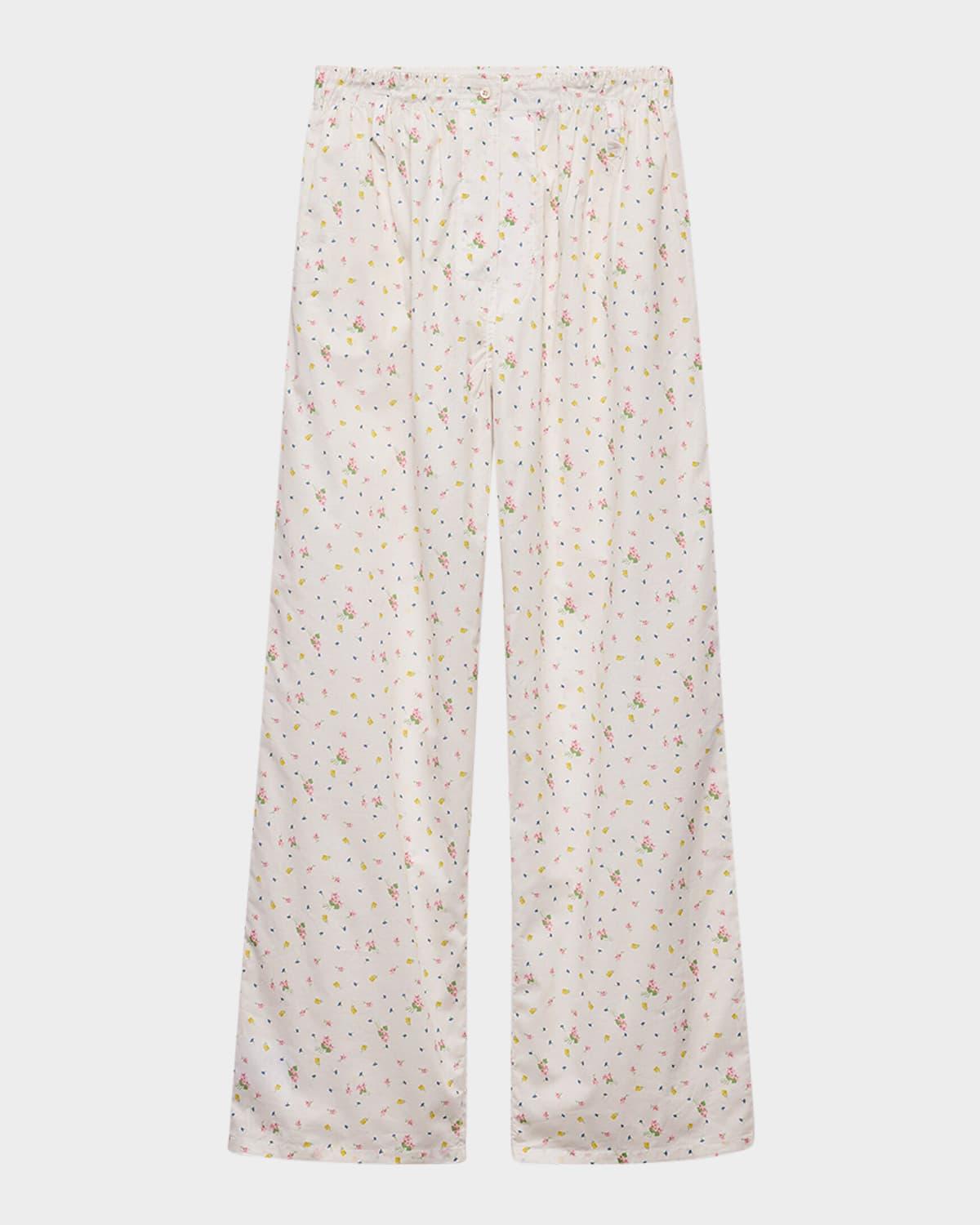 floral-print batiste pants