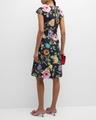 floral-print beaded applique dress