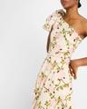 floral-print bow one-shoulder midi dress