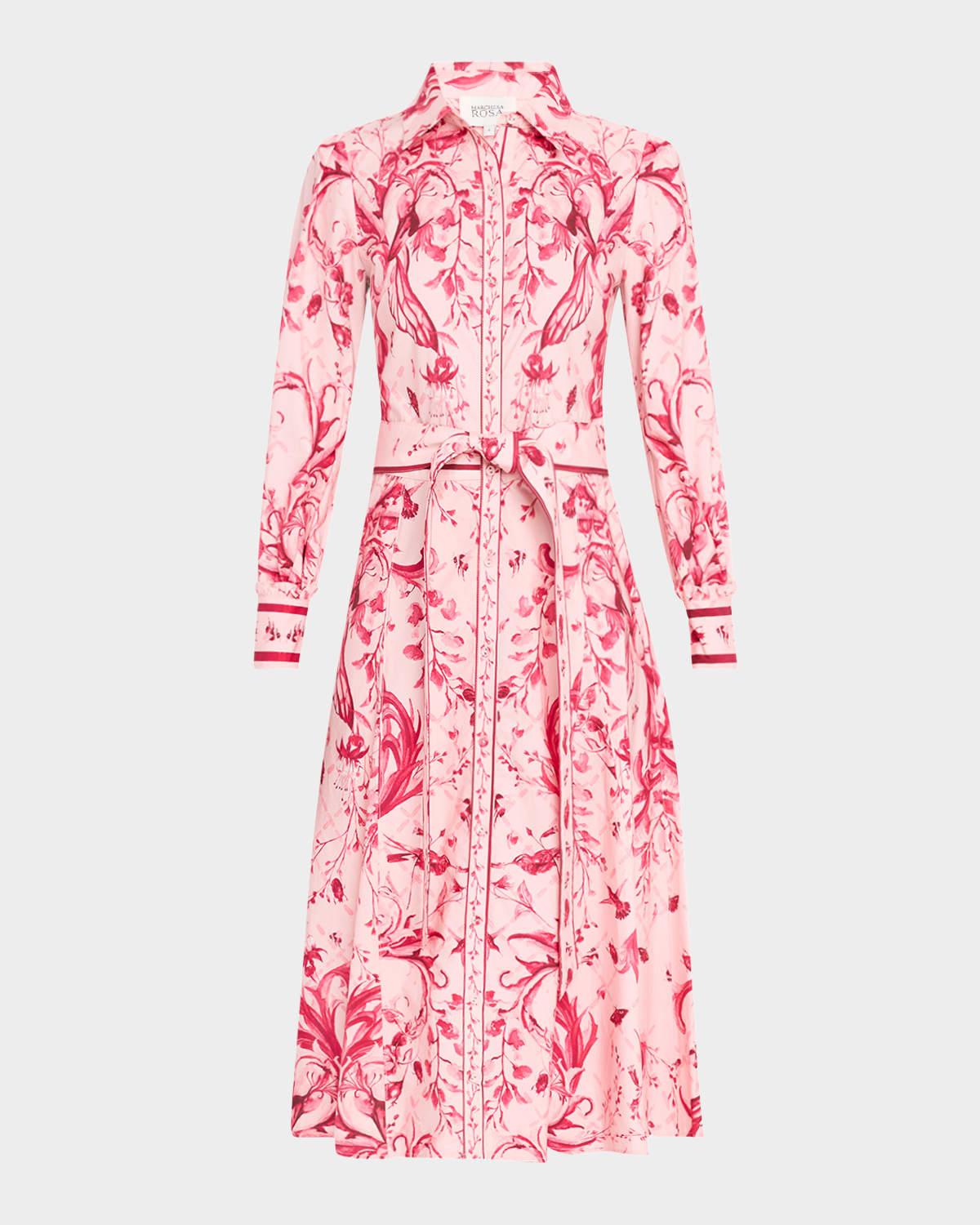 floral-print cotton midi shirtdress