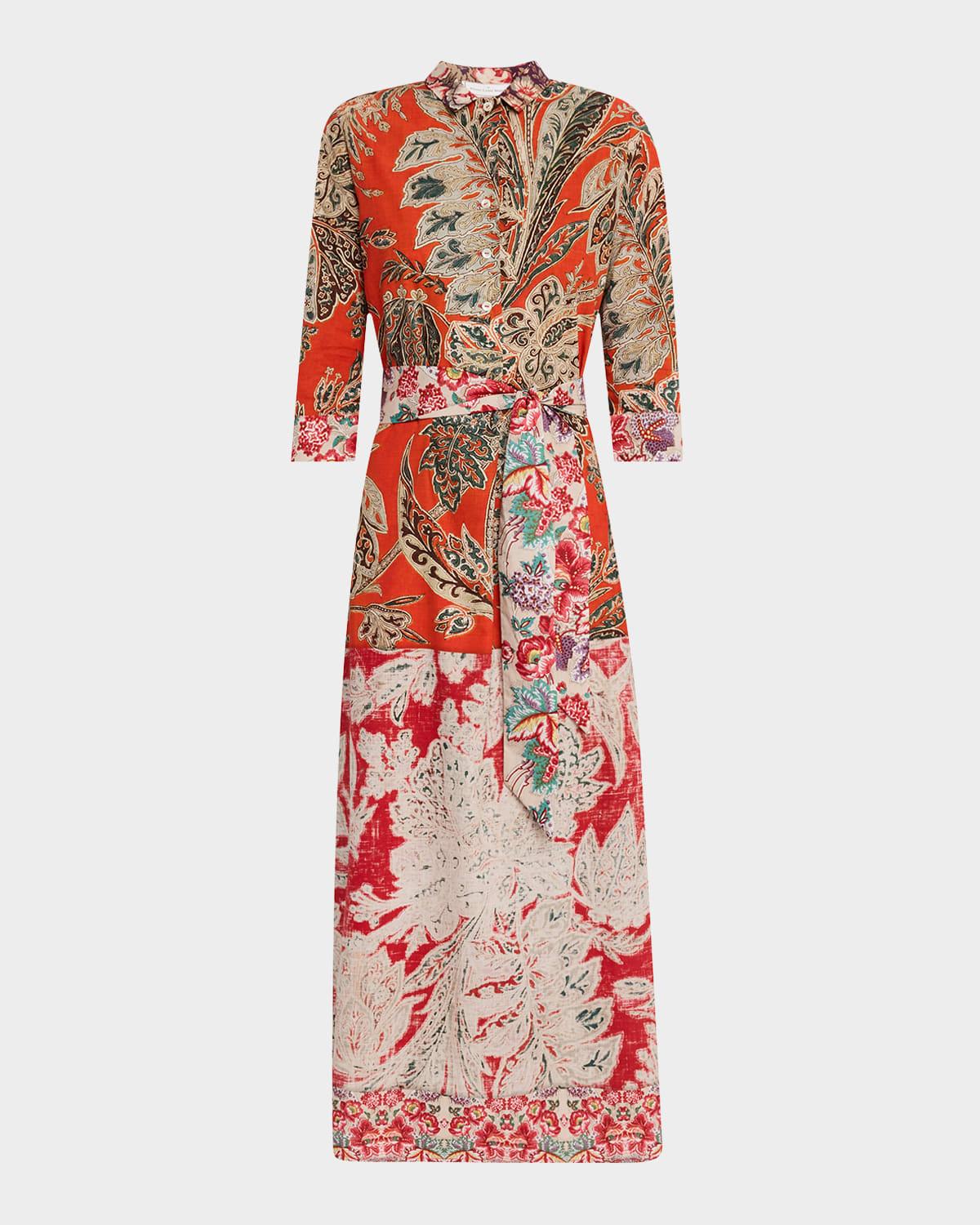 floral-print cotton midi shirtdress