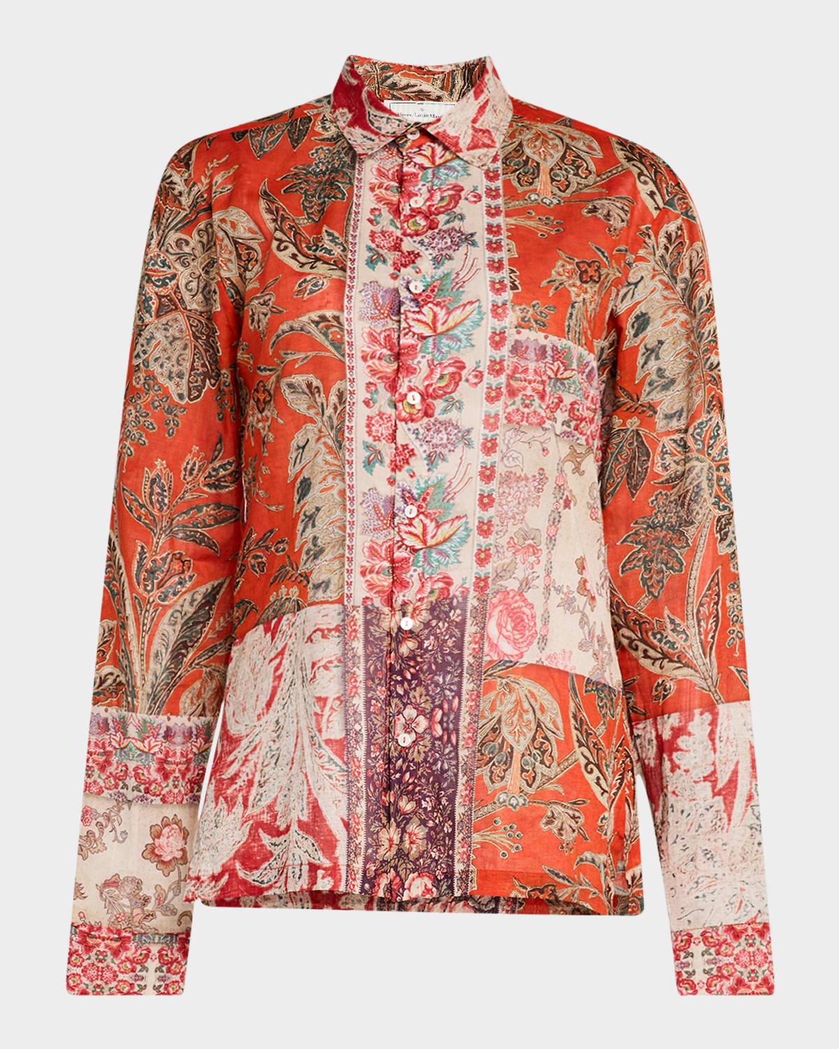 floral-print cotton top