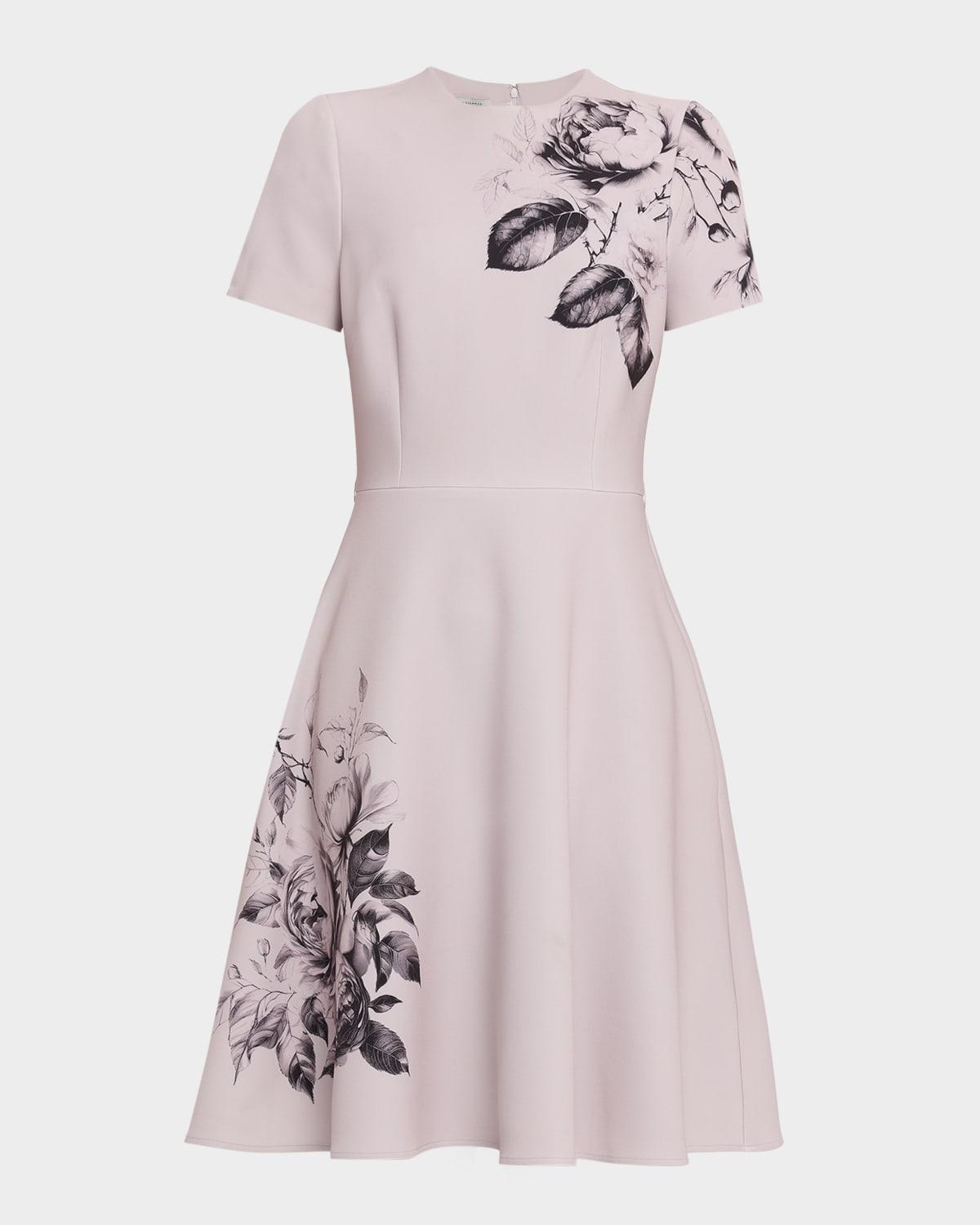 floral-print crepe dress
