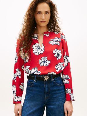 floral print crepe pullover top