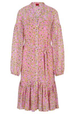 floral-print dress with voluminous sleeves- patterned women's day dresses
