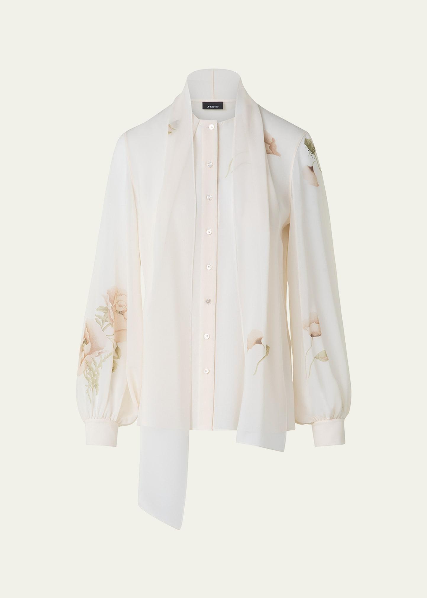 floral-print georgette scarf blouse