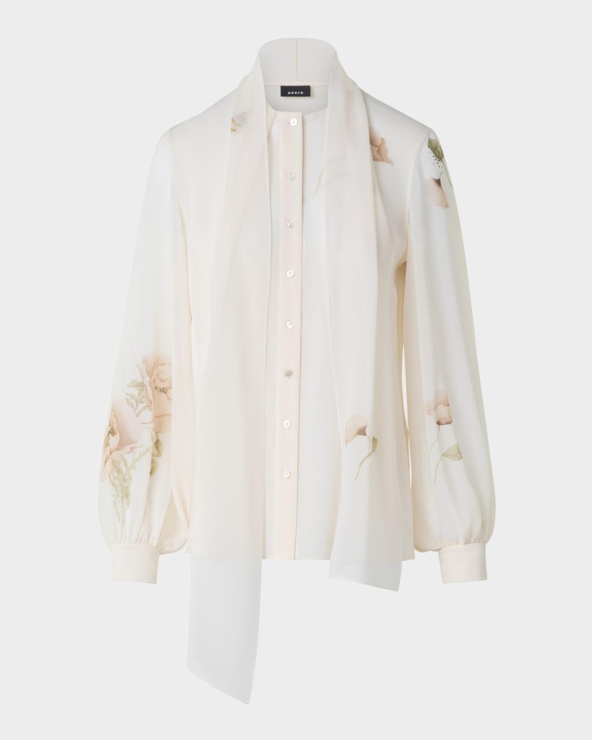 floral-print georgette scarf blouse