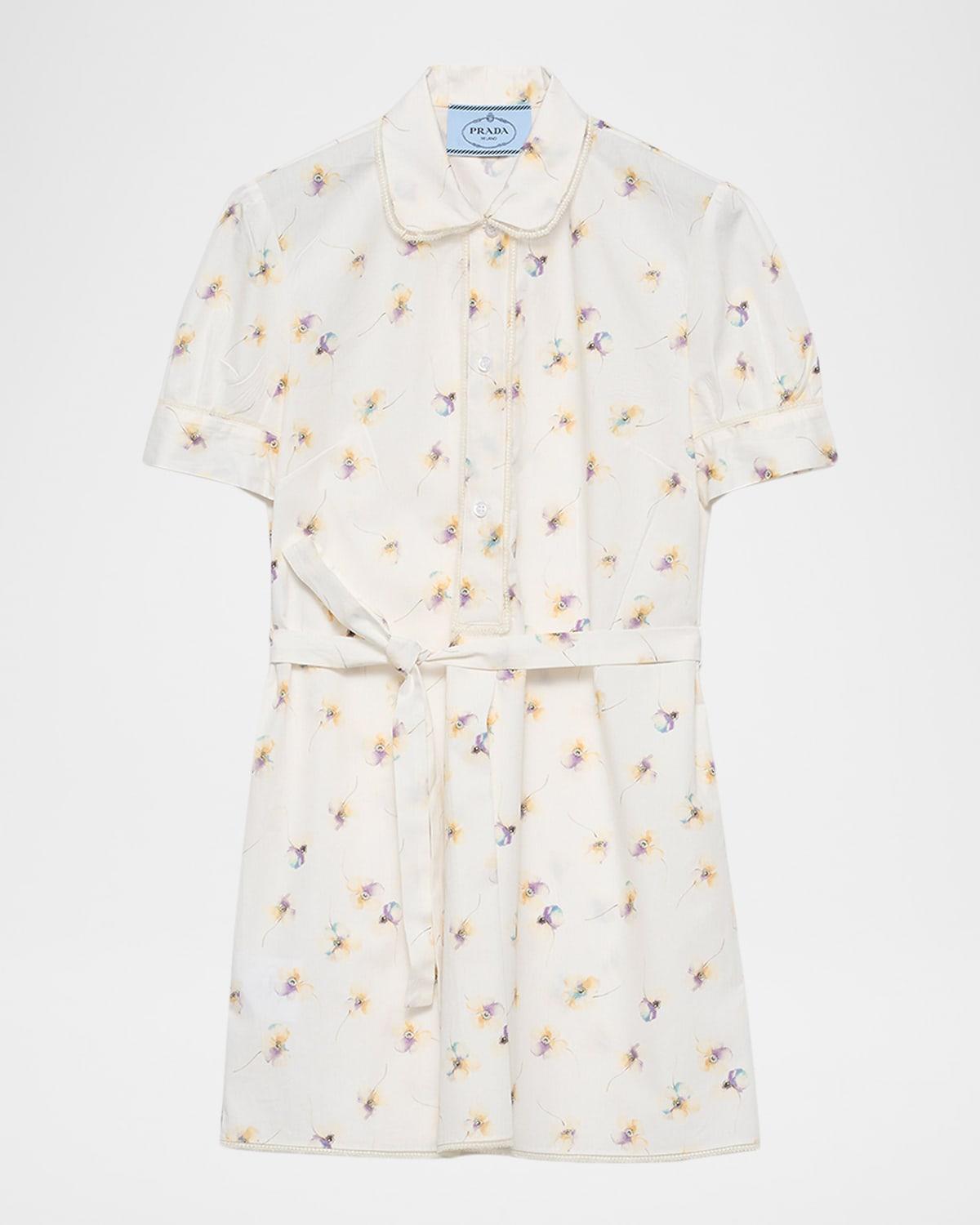 floral print poplin short-sleeve mini shirtdress