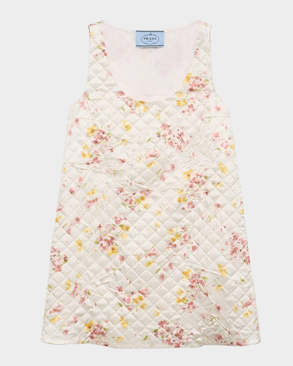 floral-print quilted silk satin mini dress