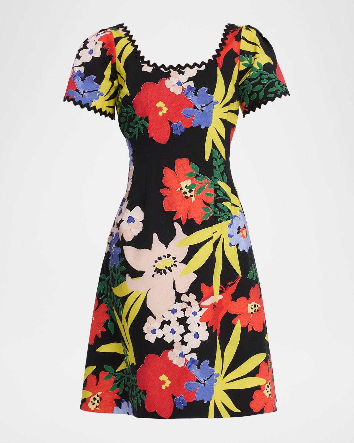 floral-print ric rac dress