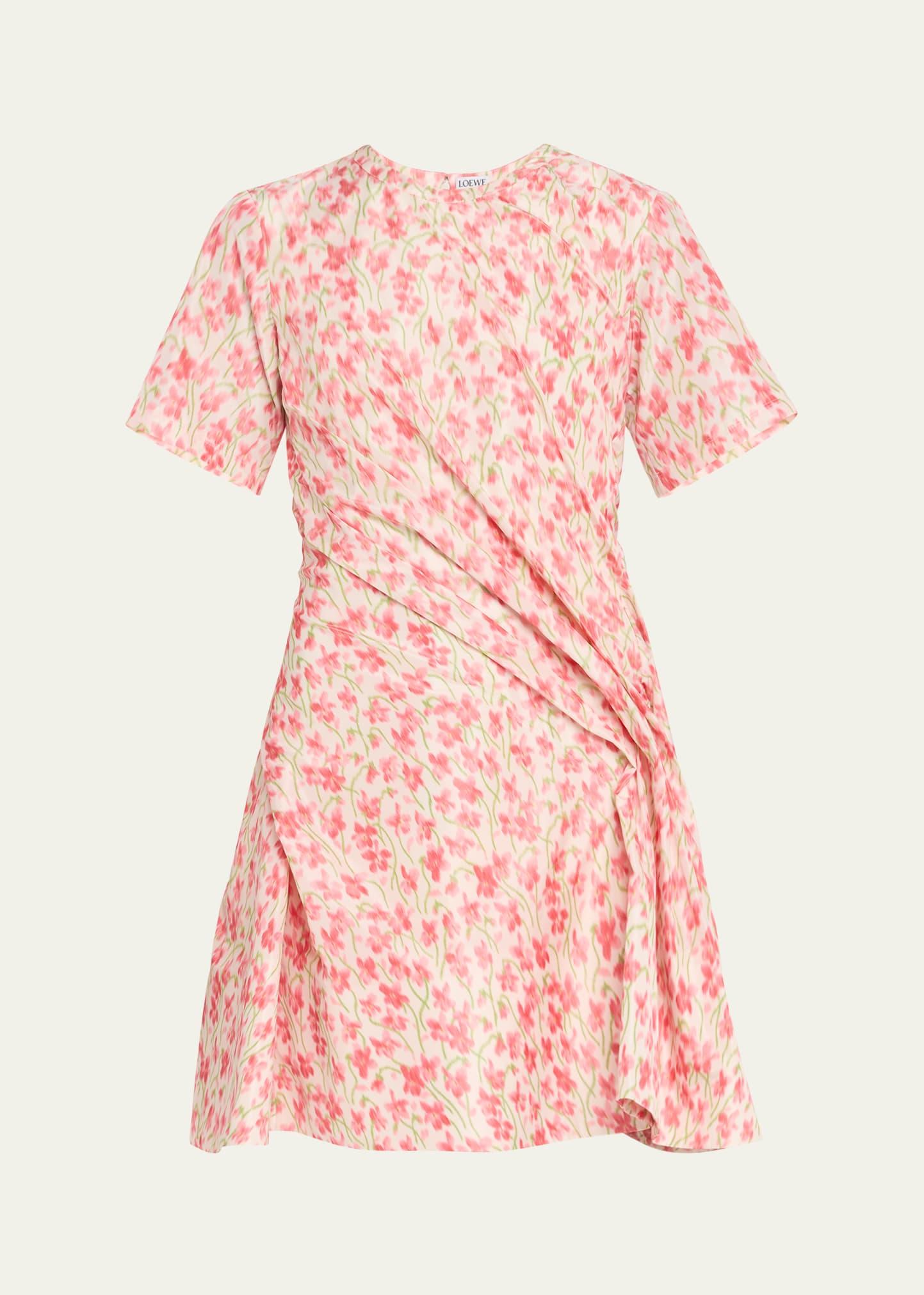 floral-print short-sleeve twisted mini dress