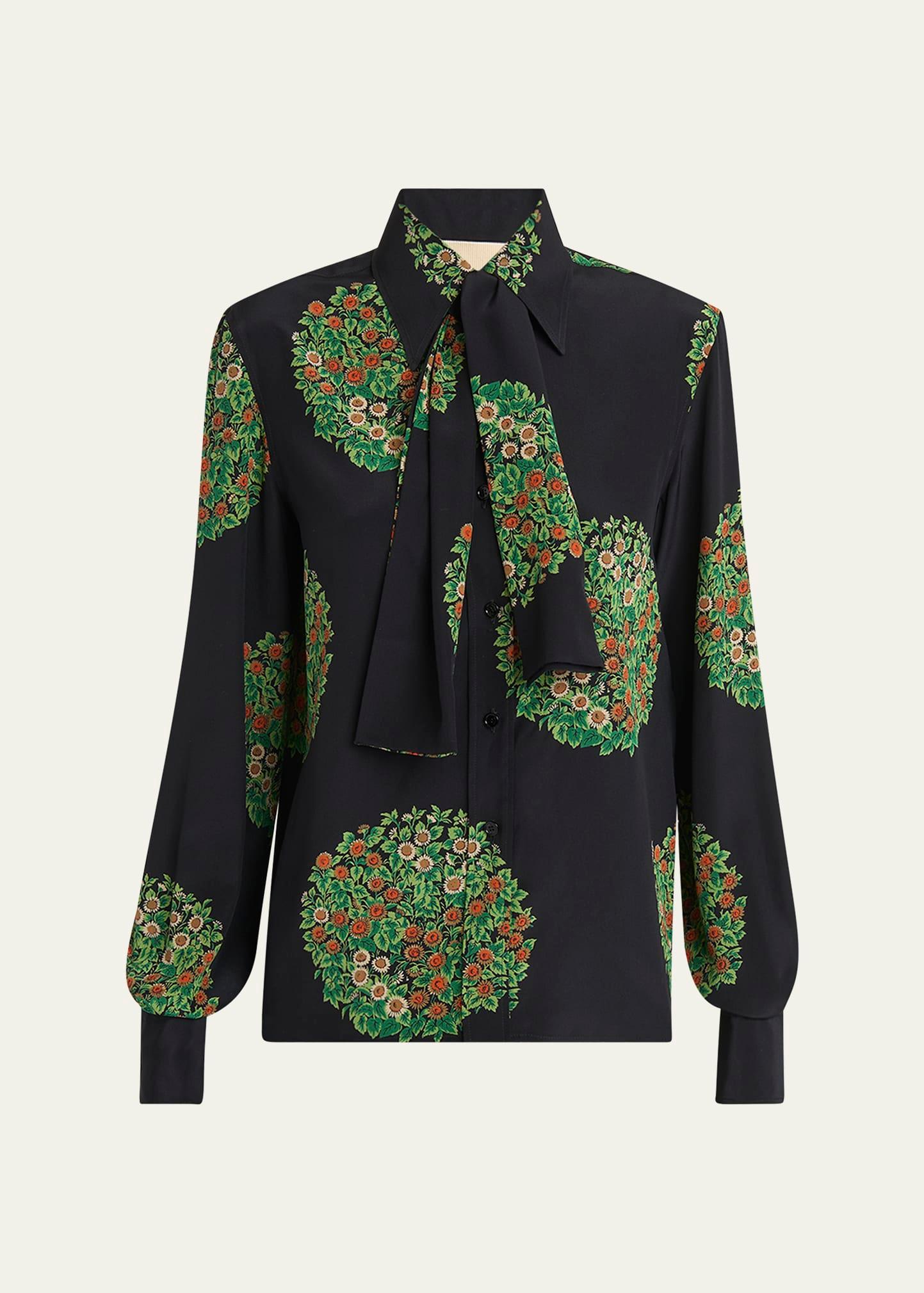 floral-print silk crepe de chine shirt