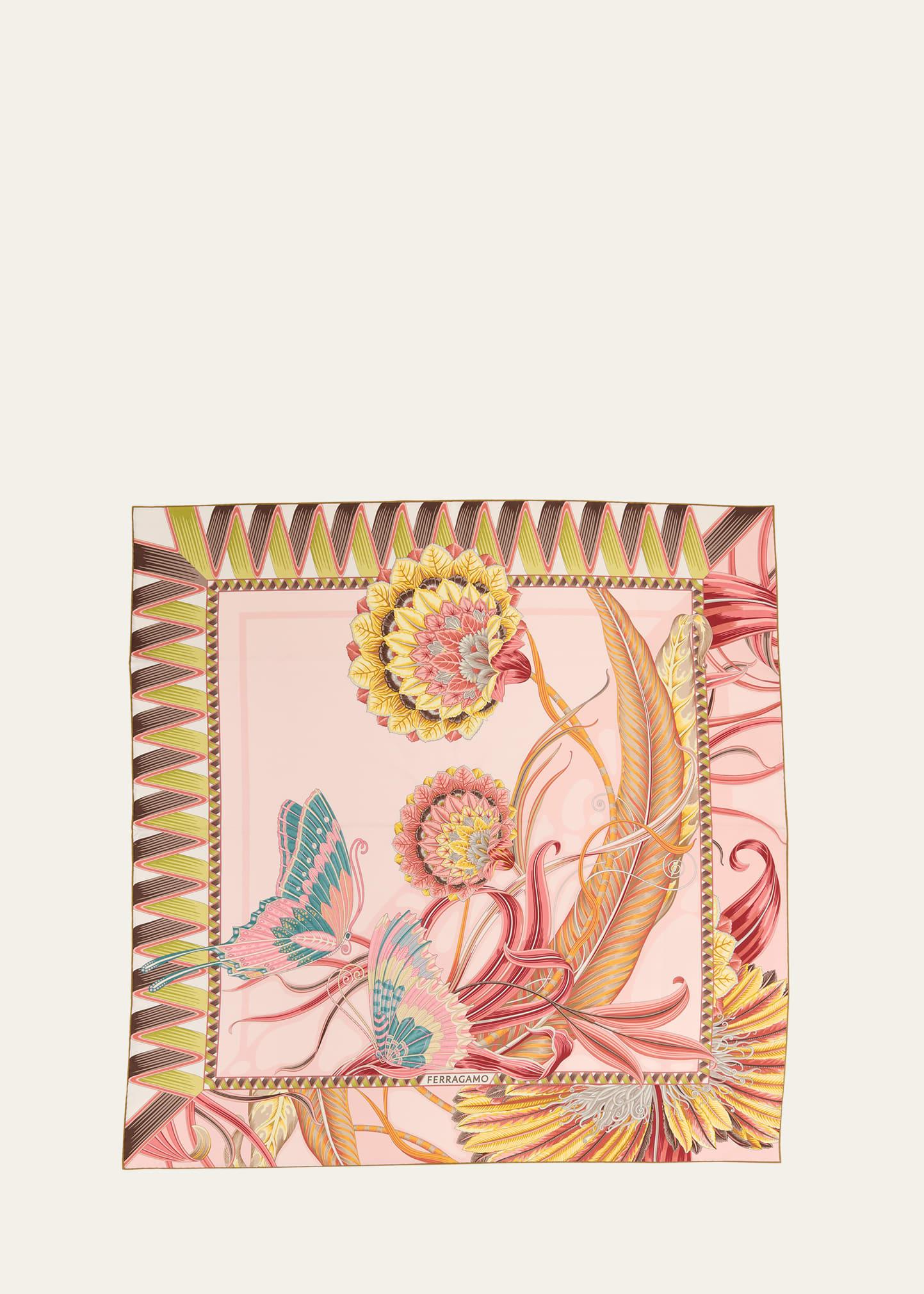 floral-print silk square scarf