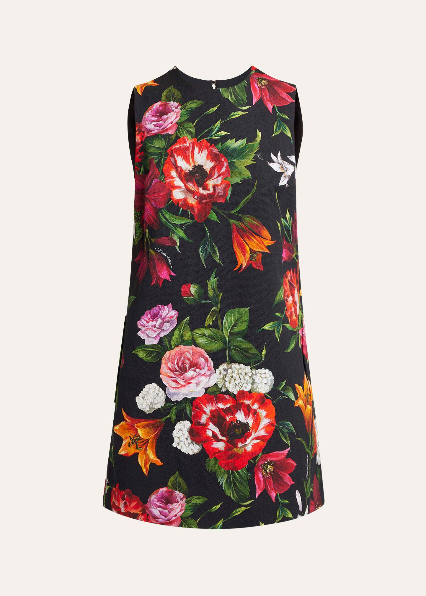 floral-print sleeveless mini shift dress