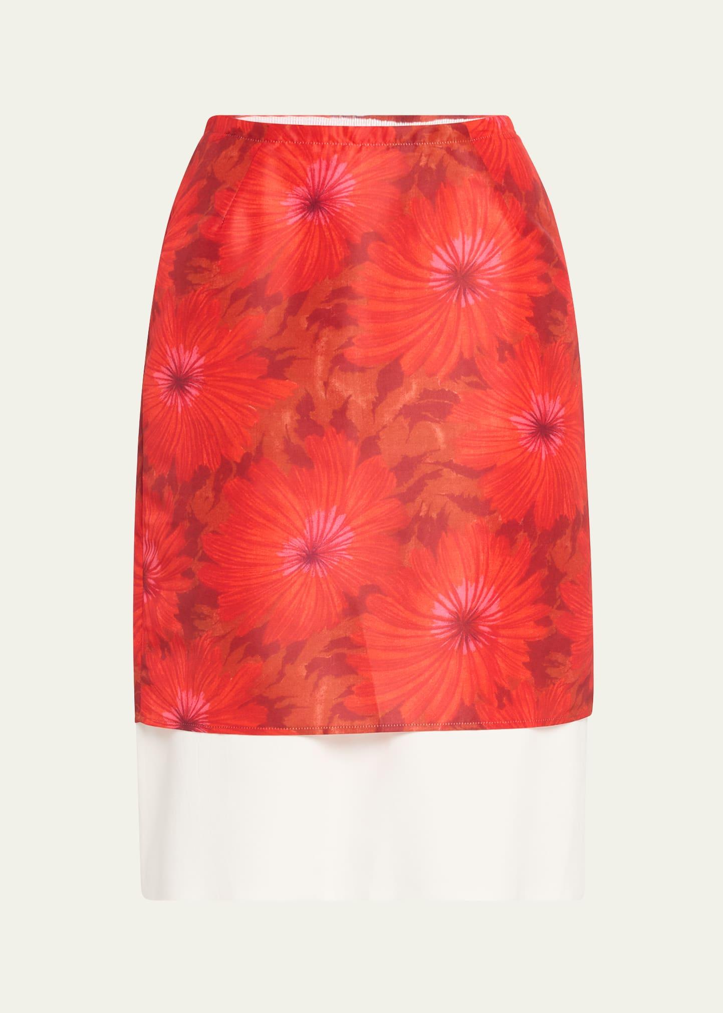 floral print viscose twill antille skirt