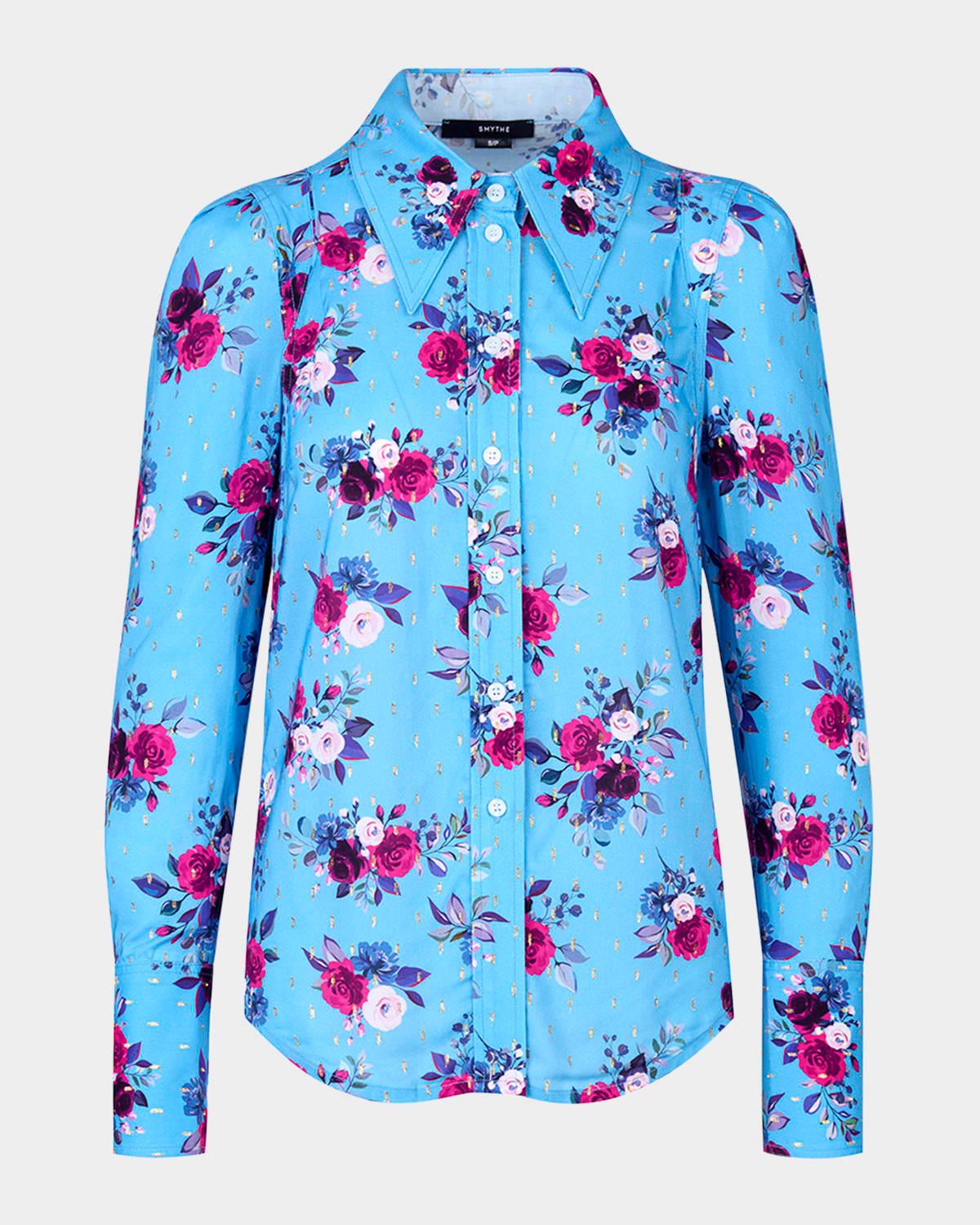 floral-printed box pleat shirt