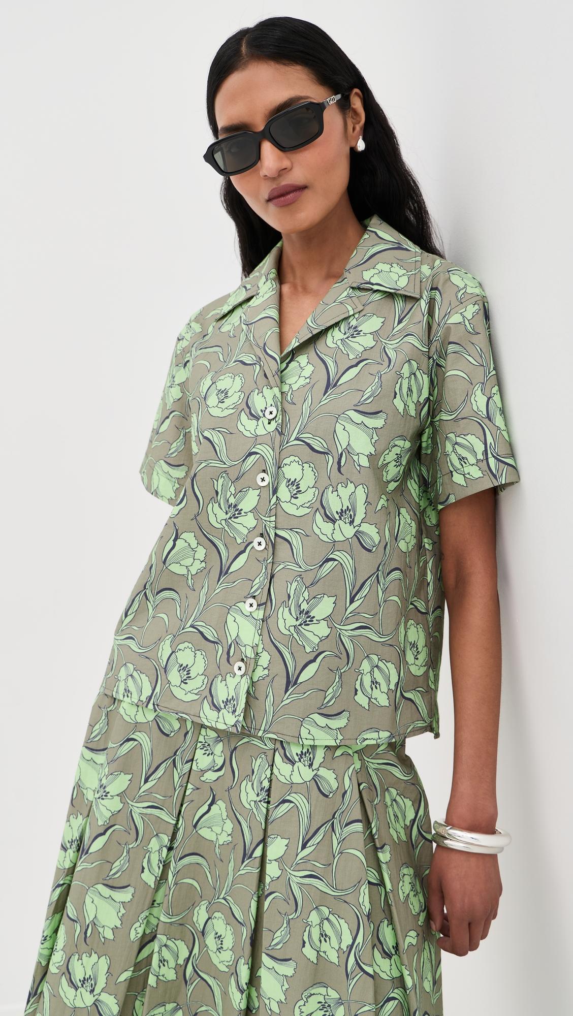 floral printed camp shirt