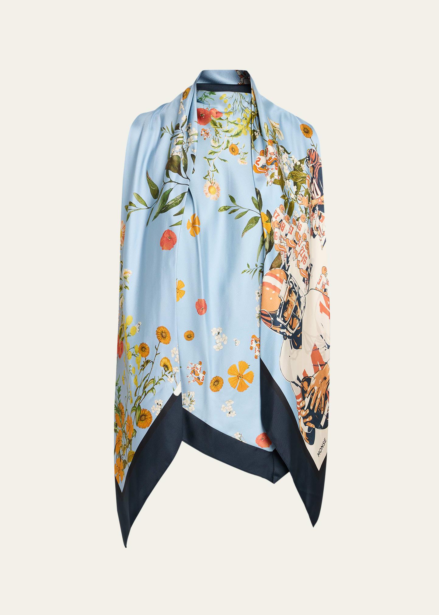 floral printed silk scarf top