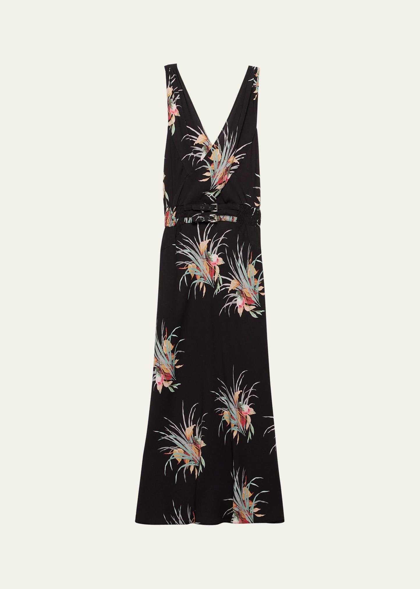 floral sable fit-flare midi dress
