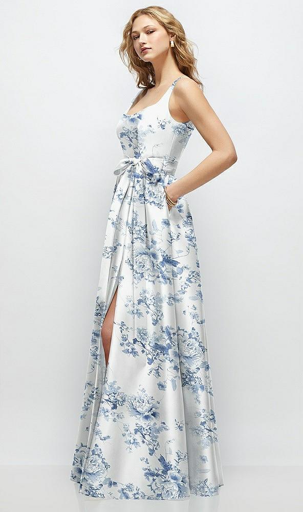 floral scoop-neck tank bodice maxi dress with full skirt