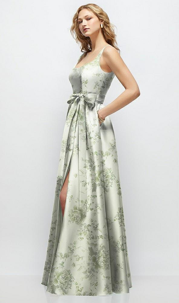 floral scoop-neck tank bodice maxi dress with full skirt