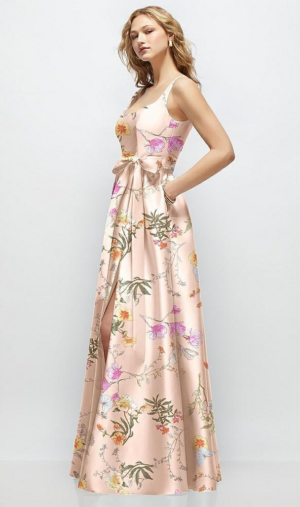 floral scoop-neck tank bodice maxi dress with full skirt