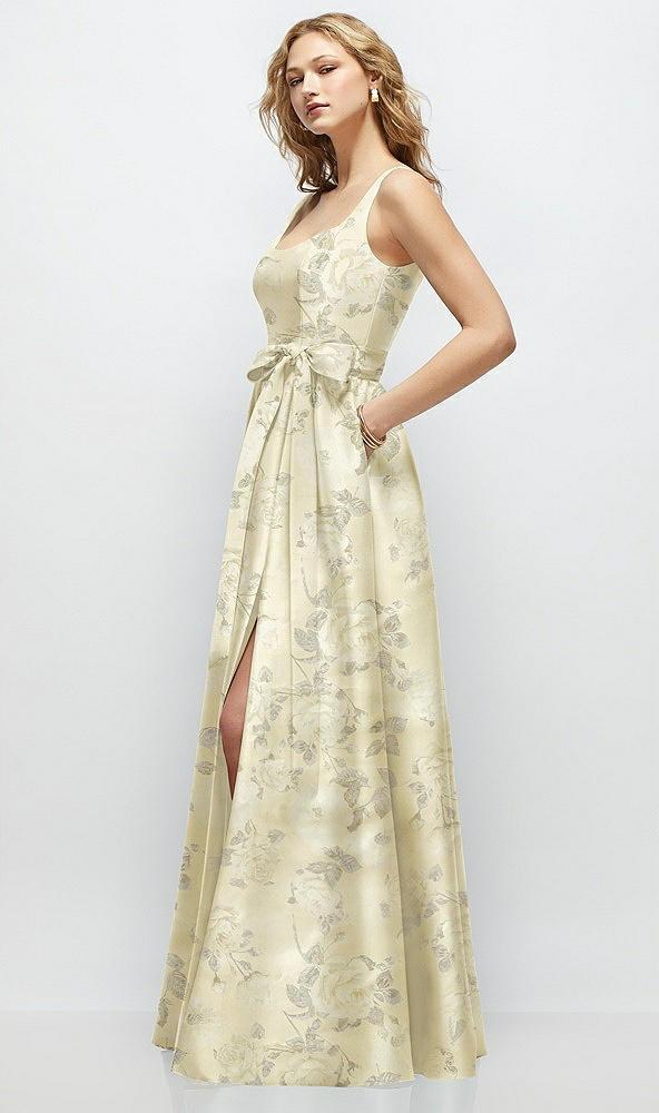 floral scoop-neck tank bodice maxi dress with full skirt